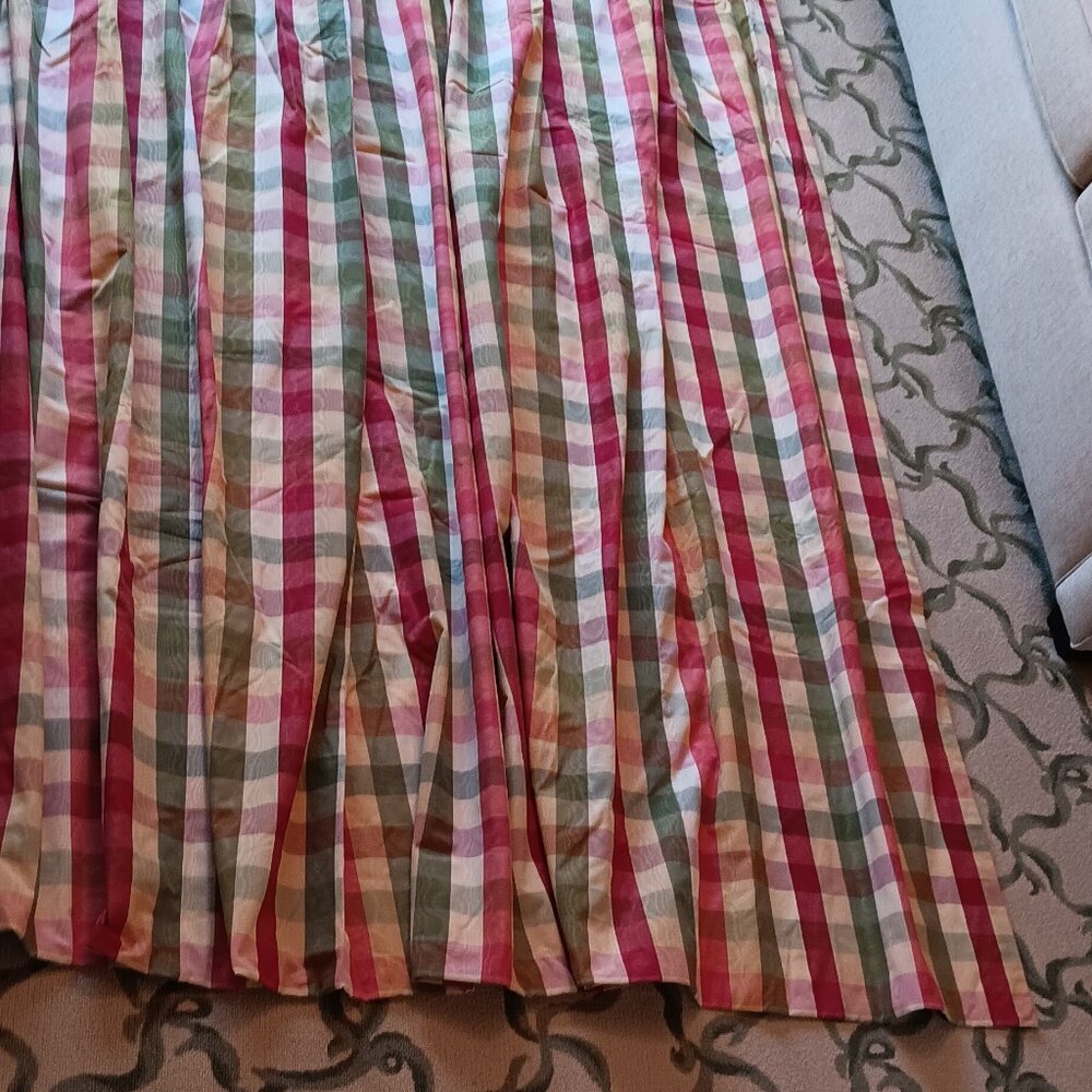 3 sets of pleated custom-made Dupioni silk fully lined curtains